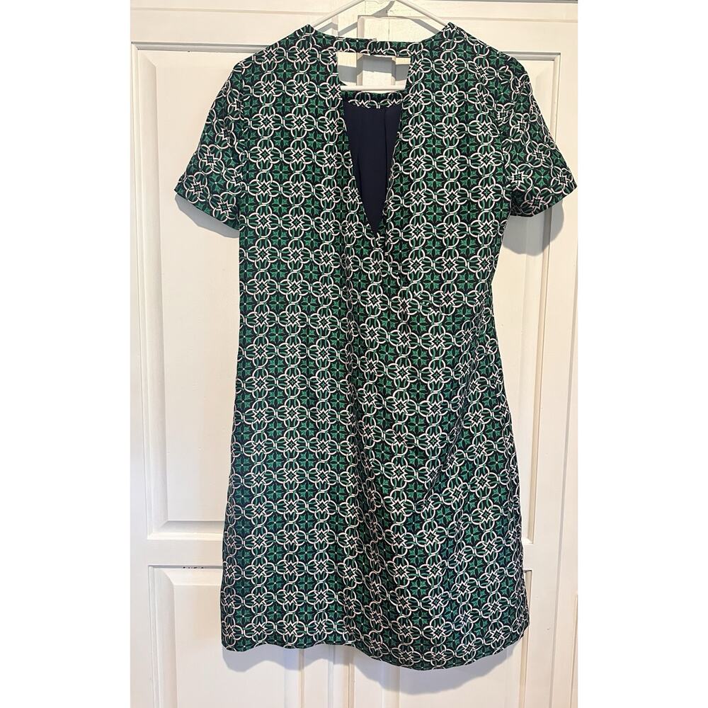 J Crew Silk Shift Dress Swoop Latticework Medallion Size 6 Open Back New $178 - Picture 4 of 10
